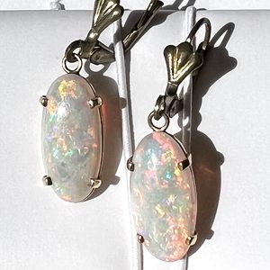 Fashion drop OPAL earrings with 18 Karat Gold Mountings!